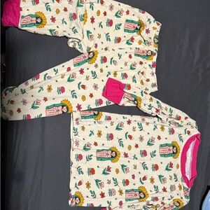 Kids Floral Print Pajamas - Pink and White